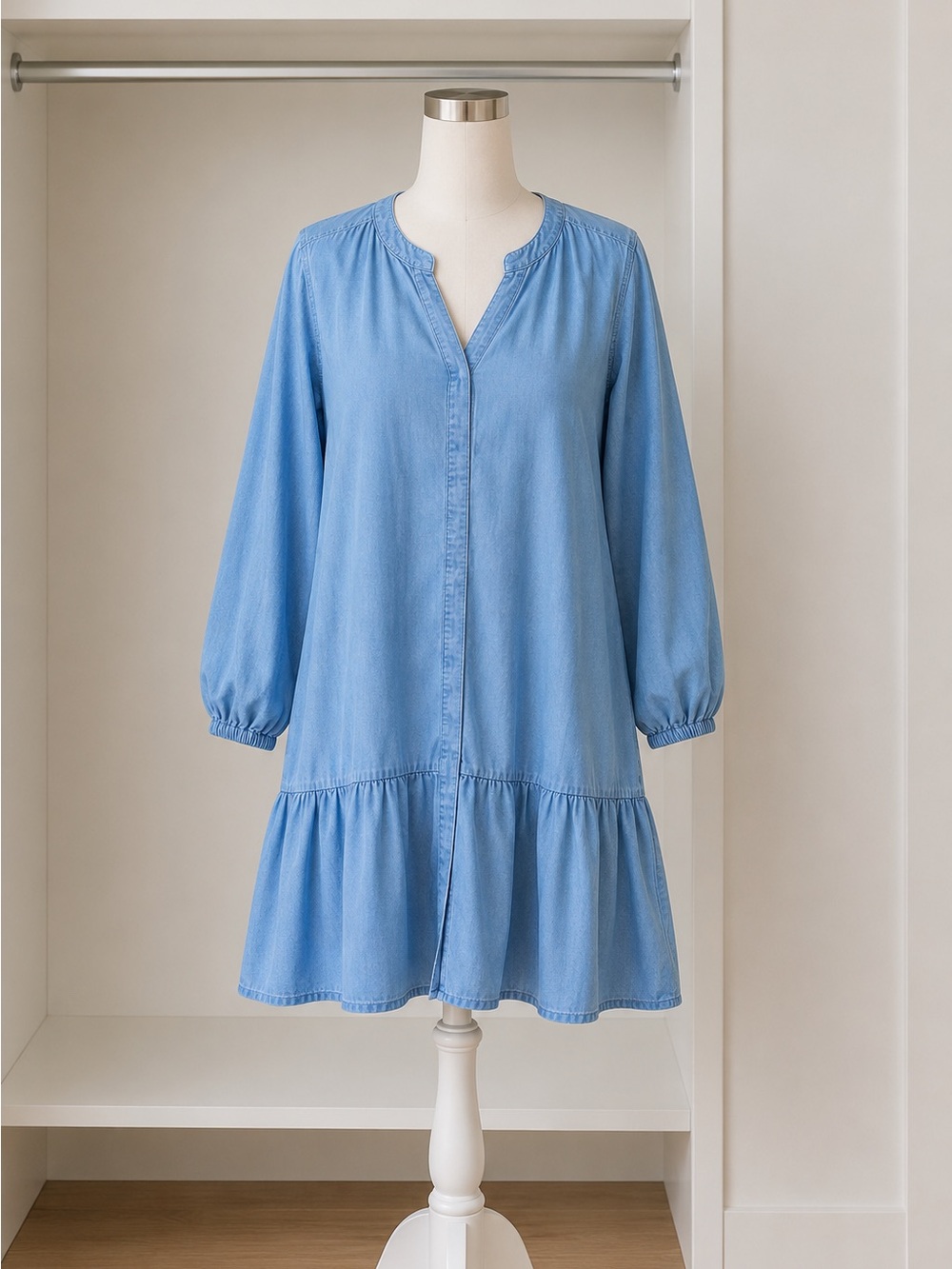 Buffalo David Bitton Light Blue Tiered Mini Dress